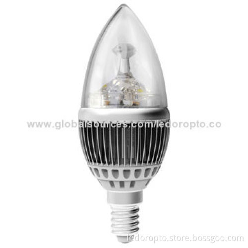 LED 4W Candle Bulbs, GU5.3/GU10/MR16/E14/E27 Base Type, with Cooling Fins
